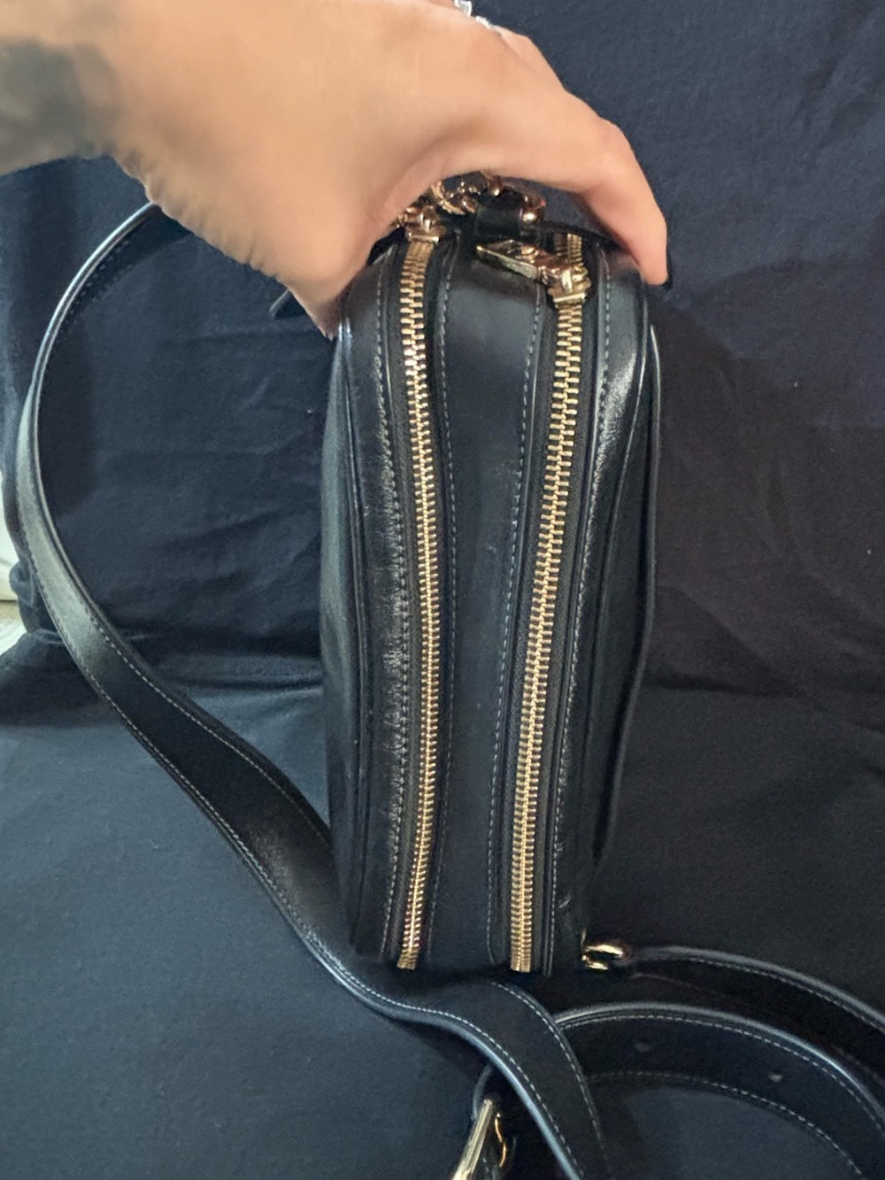 Coach Black Leather Camera Crossbody with Gold Hardware - Picture 3 of 5